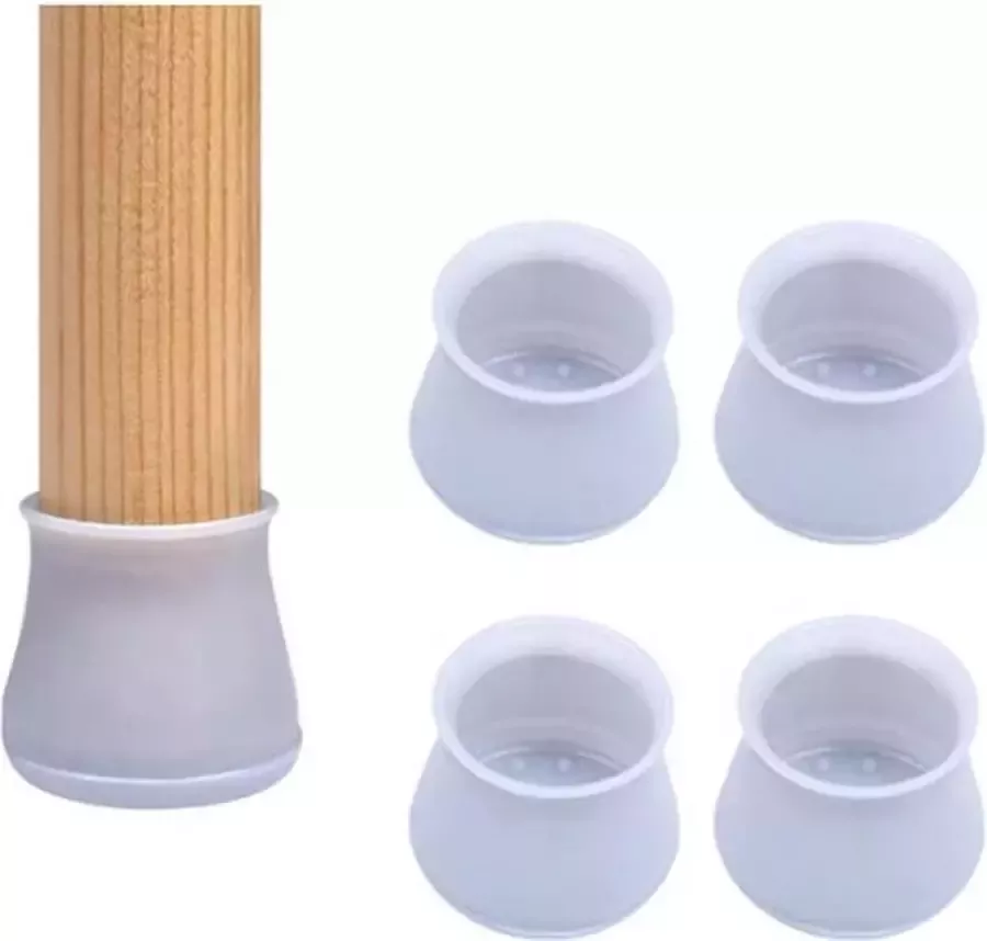 FSW-Products 4 16 24 Siliconen stoelpootdoppen Meubelonderzetters Grijs Vloerbescherming Vilt Stoeldoppen Stoeldopbescherming Omdoppen Omsteekdop