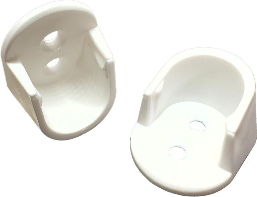 FSW-Products FSW-s 2 Stuks Kastroededrager 37 5x19x20 mm Beugel Kledingkast Gordijnroede Kledingroedehouder Wit Kunststof Kledingroeden