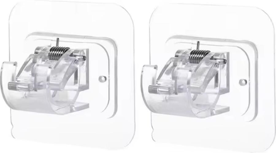 FSW-Products FSW-s 2 Stuks Zelfklevende Kastroededrager Beugel Kledingkast Gordijnroede Kledingroedehouder Transparant Kunststof Kledingroeden