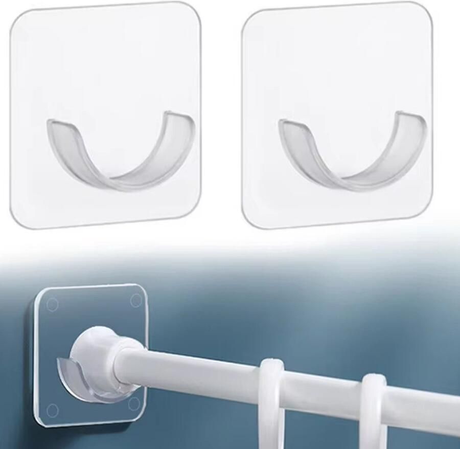 FSW-Products FSW-s 2 Stuks Zelfklevende Kastroededrager Beugel Kledingkast Gordijnroede Kledingroedehouder Transparant Kunststof Kledingroeden