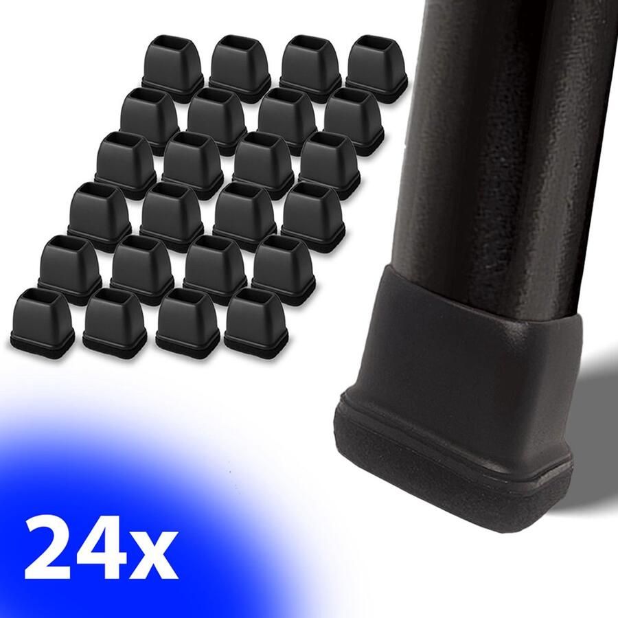 FSW-Products FSW-s 24x Premium Stoelpootdoppen Flexibel 30x15 mm Antikras Vilt Stoelpoot beschermers Viltjes Stoelpoten Meubelvilt Vloerbeschermers Zwart Rechthoekig