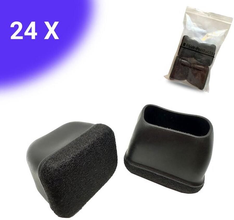 FSW-Products FSW-s 24x Premium Stoelpootdoppen Flexibel 40x30 mm Antikras Vilt Stoelpoot beschermers Viltjes Meubelvilt Vloerbescherming Zwart Rechthoek - Foto 2