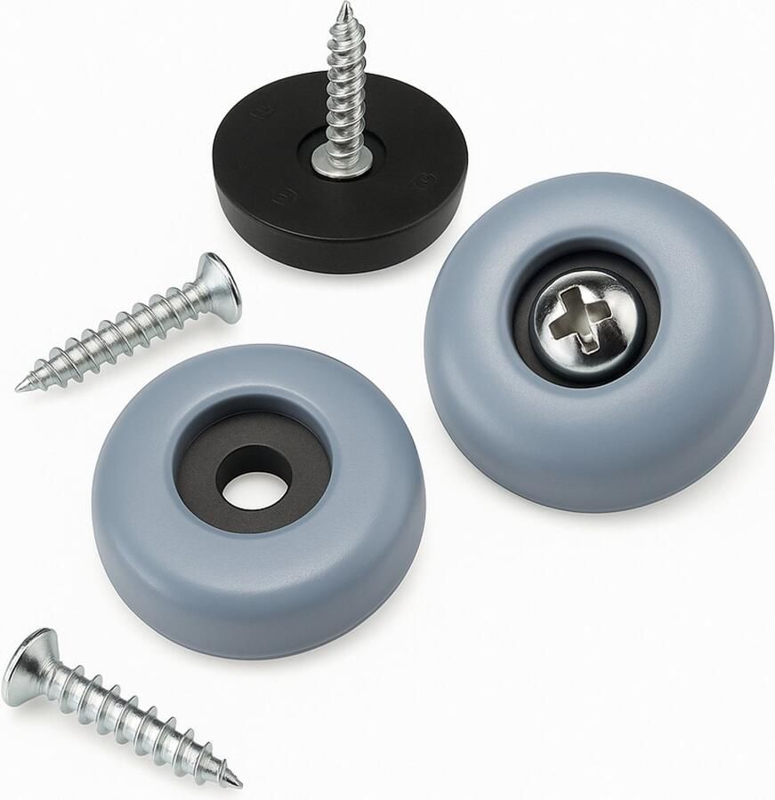 FSW-Products FSW-s 4 Stuks Teflon Vloerglijders Incl. 4 Schroeven 25mm dia Meubelvilt Meubelonderzetters Bescherming van Vloer en Meubel Stoelpoten Antikras Viltjes Stoelpootdoppen Meubelglijders