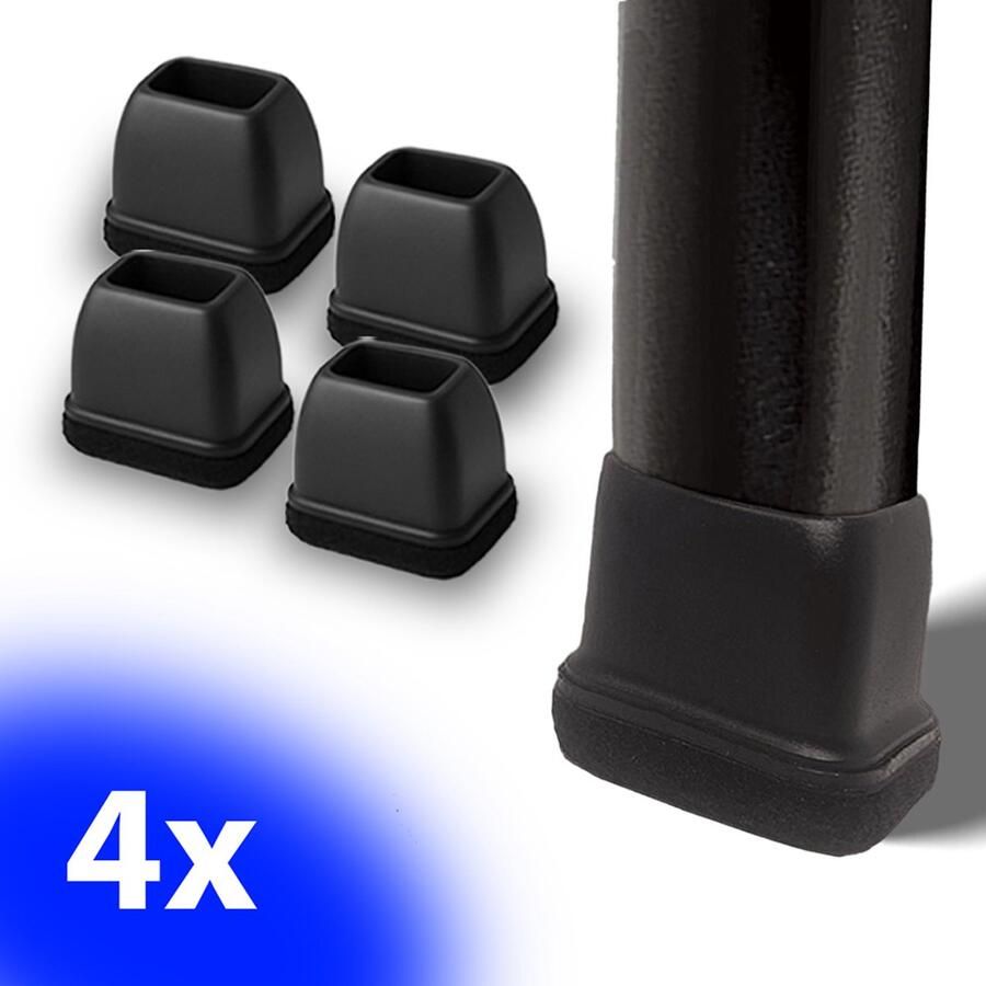 FSW-Products FSW-s 4x Premium Stoelpootdoppen Flexibel 30x15 mm Antikras Vilt Stoelpoot beschermers Viltjes Stoelpoten Meubelvilt Vloerbeschermers Zwart Rechthoekig