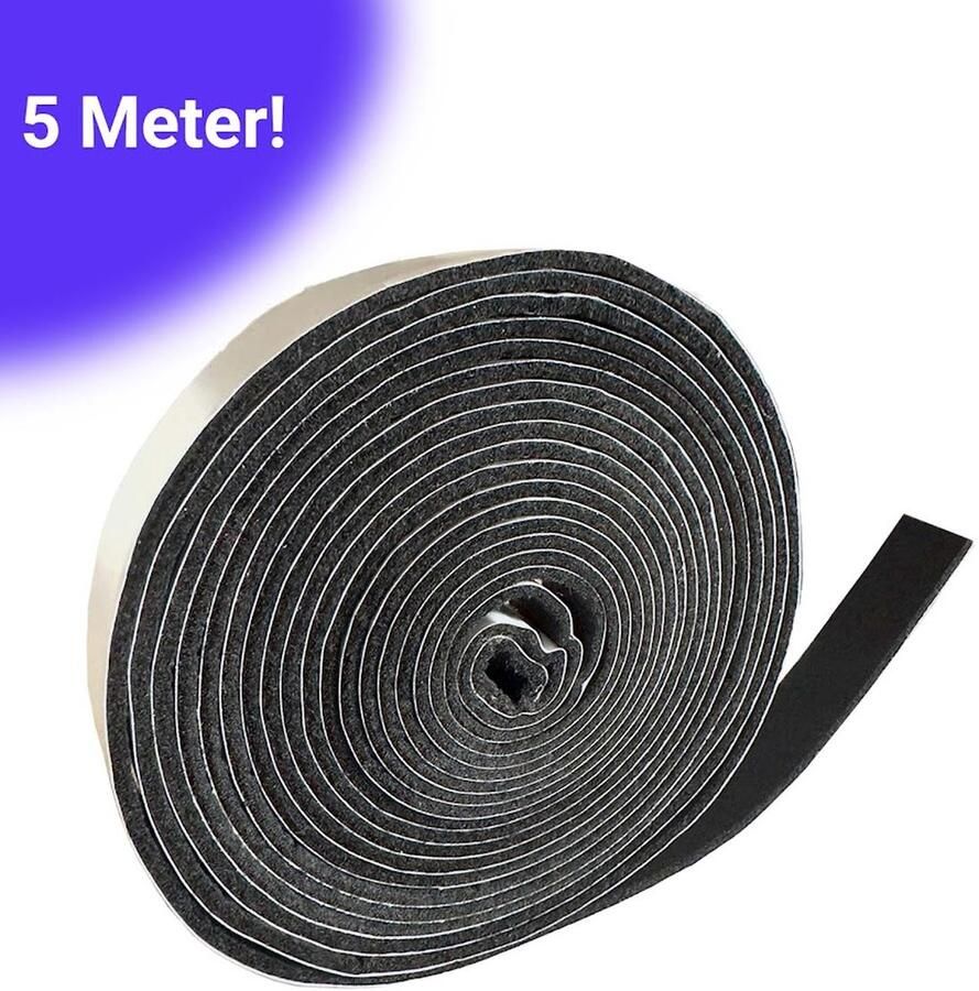 FSW-Products FSW-s Anti Kras Zelfklevend Meubelvilt Zwart (Rol 5 meter) 15 mm breed 3 mm dik vilt Viltjes Stoelpoten Stoelpoot beschermers Vloerbeschermers Meubels Stoelviltjes