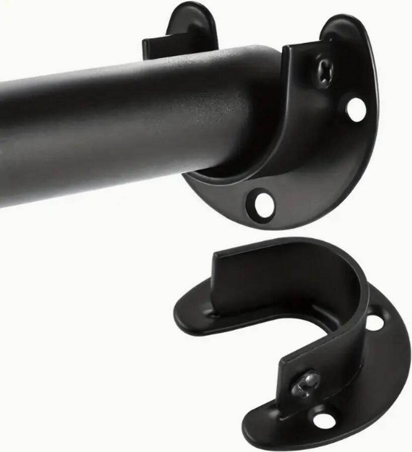 FSW-Products FSW-s Kastroededrager RVS Zwart 53x47x30 mm Beugel Kledingkast Gordijnroede Kledingroeden Plankdrager Roededrager 1 Stuk