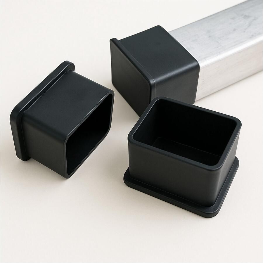 FSW-Products FSW-s – Set van 4 Rechthoekige PVC Stoelpootdoppen – 30x15 mm – Zwart – Omsteekdoppen voor Buisframe – Vloerglijders voor Binnen & Buiten