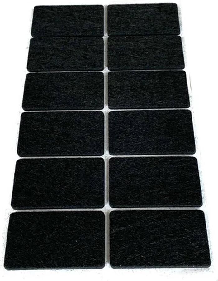 FSW-Products FSW-s Zelfklevend meubelvilt Zwart – 12 Stuks 35 x 55 mm Antikras Vilt Zelfklevende Vilt Stoelpoot Beschermers Vloer beschermer Viltjes stoelpoten – Anti kras vilt – Bescherm Vilt – Meubelonderzetter Stoel onderzetter Stof