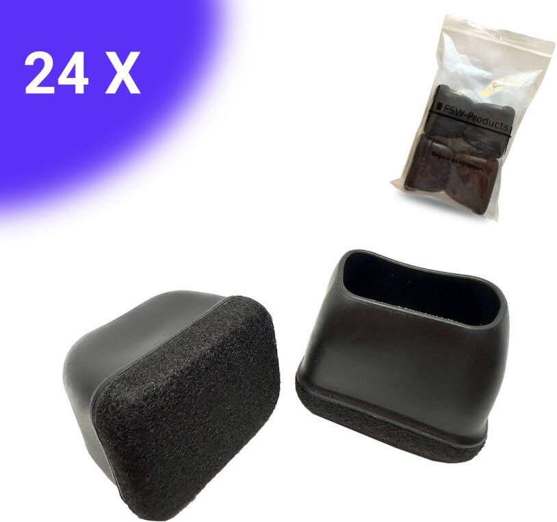 FSW-Products FSW-s 24x Premium Stoelpootdoppen Flexibel 40x20 mm Antikras Vilt Stoelpoot beschermers Viltjes Meubelvilt Vloerbescherming Zwart Rechthoek - Foto 2