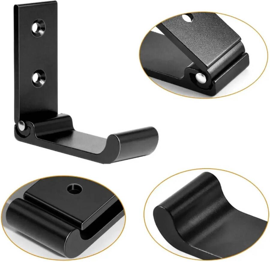 FSW-Products FSW-s Ophanghaken met Schroeven Zwart 1 Stuk Kledinghangers Muurhaak Kledinghaak Kapstokhaak Inklapbaar