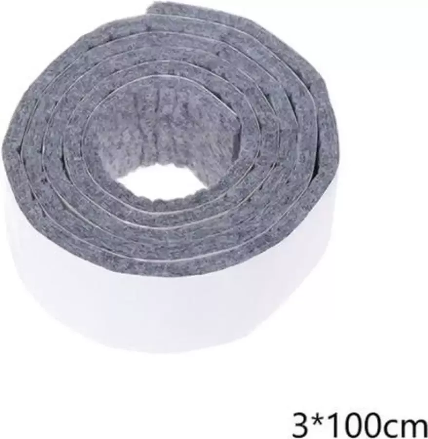 FSW-Products Zelfklevend Meubelvilt Grijs (Rol 1 Meter) 3cm breed Viltjes Antikras Vilt Vloerbeschermers Plakvilt op Rol Stoelvilt