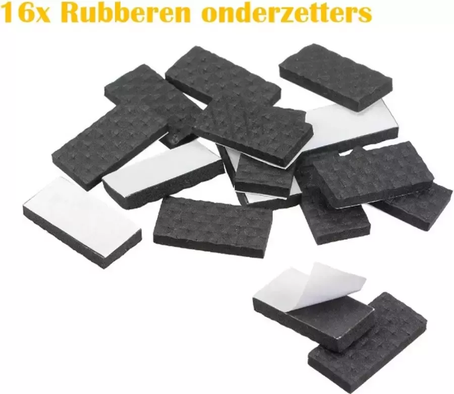 FSW-Products FSW-s Zelfklevend Vloerglijders Zwart – 16 Stuks 3 x 1.5cm Anti-slip Rubber 4mm dik Zelfklevende Meubelonderzettes Stoelpoot Beschermers Vloer beschermer Viltjes stoelpoten – Anti kras vilt – Bescherm Vilt - Foto 1