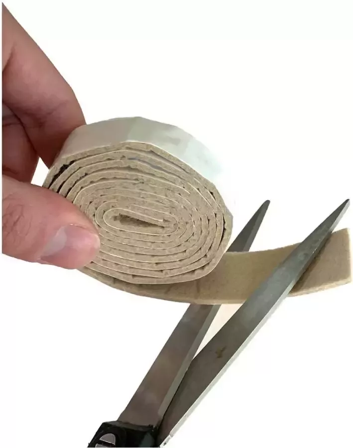 FSW-Products Zelfklevende Vilt Beige (Rol 1 Meter) 2cm breed Vilt Antikras Vilt Zelfklevend meubelvilt Stoelpoot Beschermers Vloer beschermer Viltjes stoelpoten – Anti kras vilt – Bescherm Vilt – Meubelonderzetter Stoel onderzetter