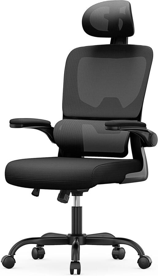 Fubzz Ergonomische Bureaustoel Werkstoel Mesh Gamingstoel Hefbare Hoge Rugleuning 3D Lendensteun Draaibaar Opklapbare Armleuningen