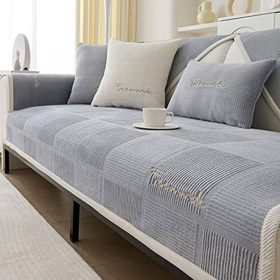 Fuleadture Anti-slip Eenvoudig Modern Bankhoes-Bankhoezen voor Hoekbank-Grijs-90*160cm