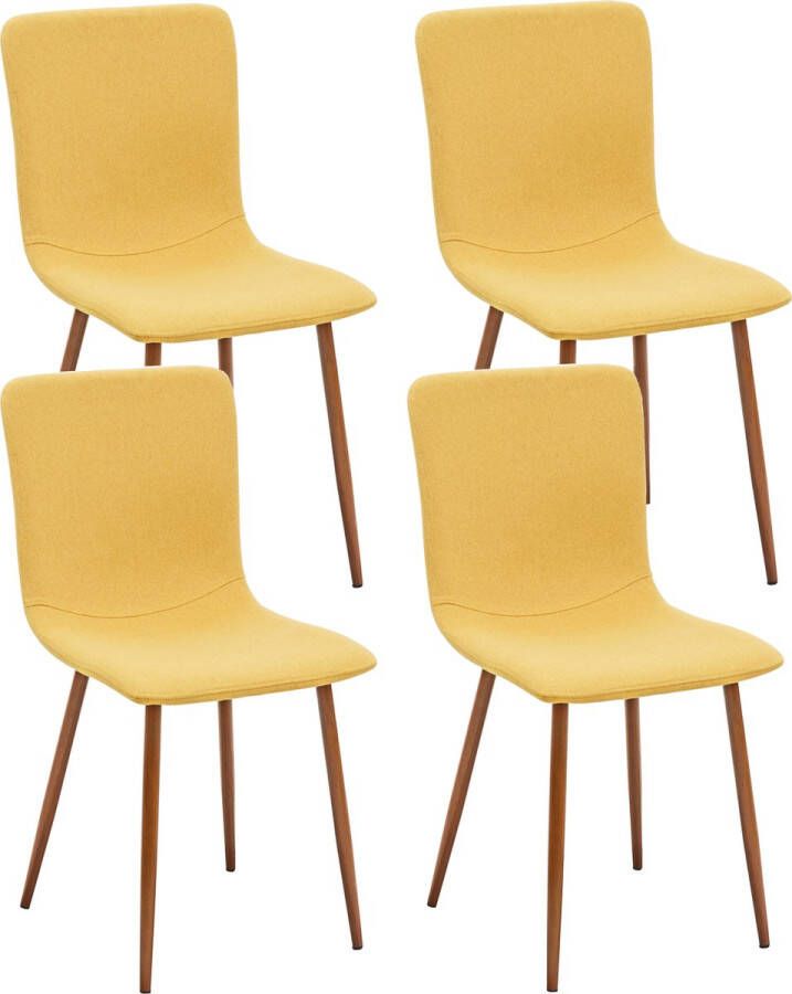 Fuleadture Eetkamerstoelen Set van 4 Eetkamerbanken Met Stof Bekleed Met Metalen Poten 39.5x49.5x85.5 cm voor Keukenstoelen Slaapkamer Woonkamer Stoel Geel - Foto 2