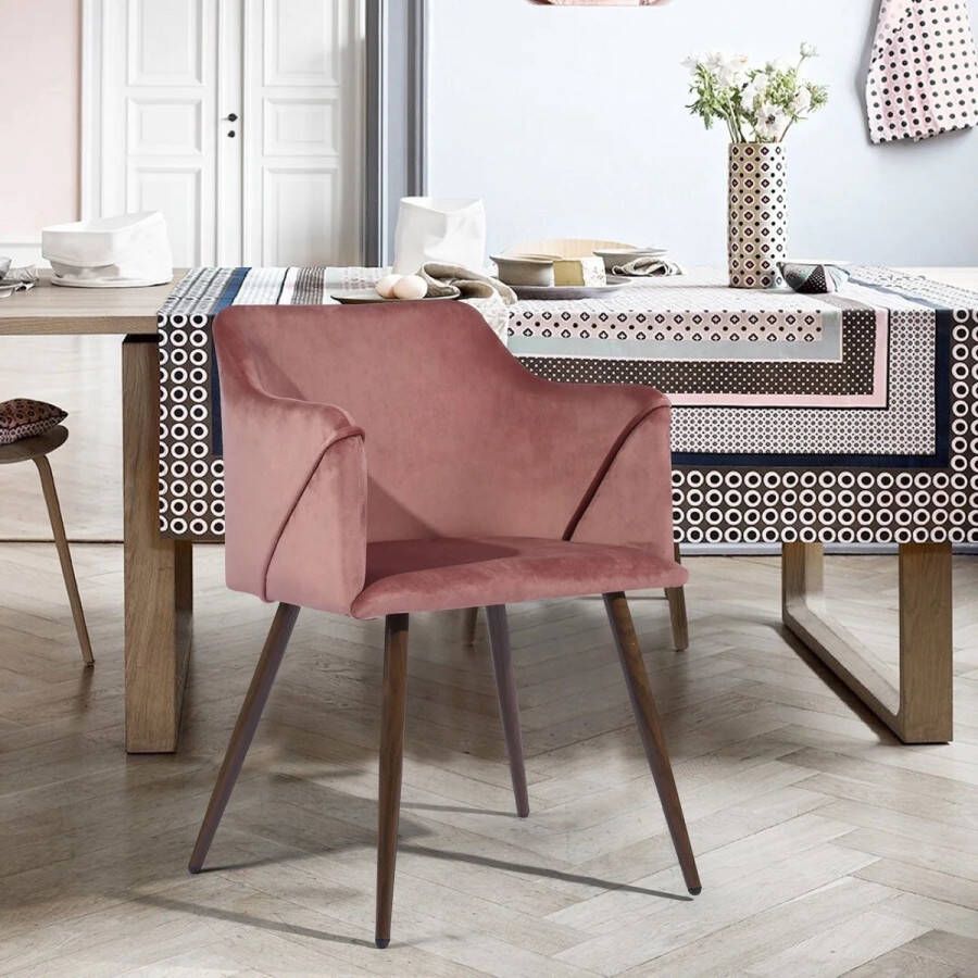 Fuleadture Eetkamerstoelen Set van 4 Eetkamerbanken Met Stof Bekleed Met Metalen Poten 39.5x49.5x85.5 cm voor Keukenstoelen Slaapkamer Woonkamer Stoel Geel