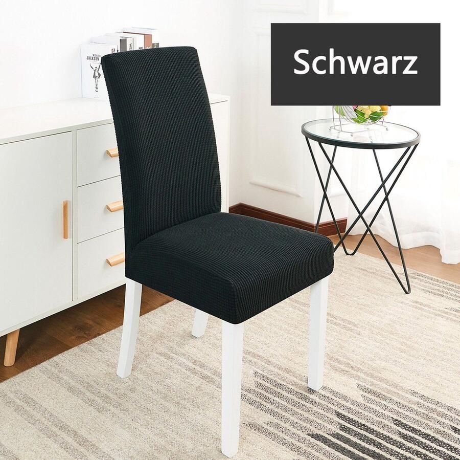 Fuleadture Eetkamer Stoelhoezen – Zetelhoes Hoezen voor Eetkamerstoelen – Stoelbeschermers Stoelhoezen Stretch Zwart