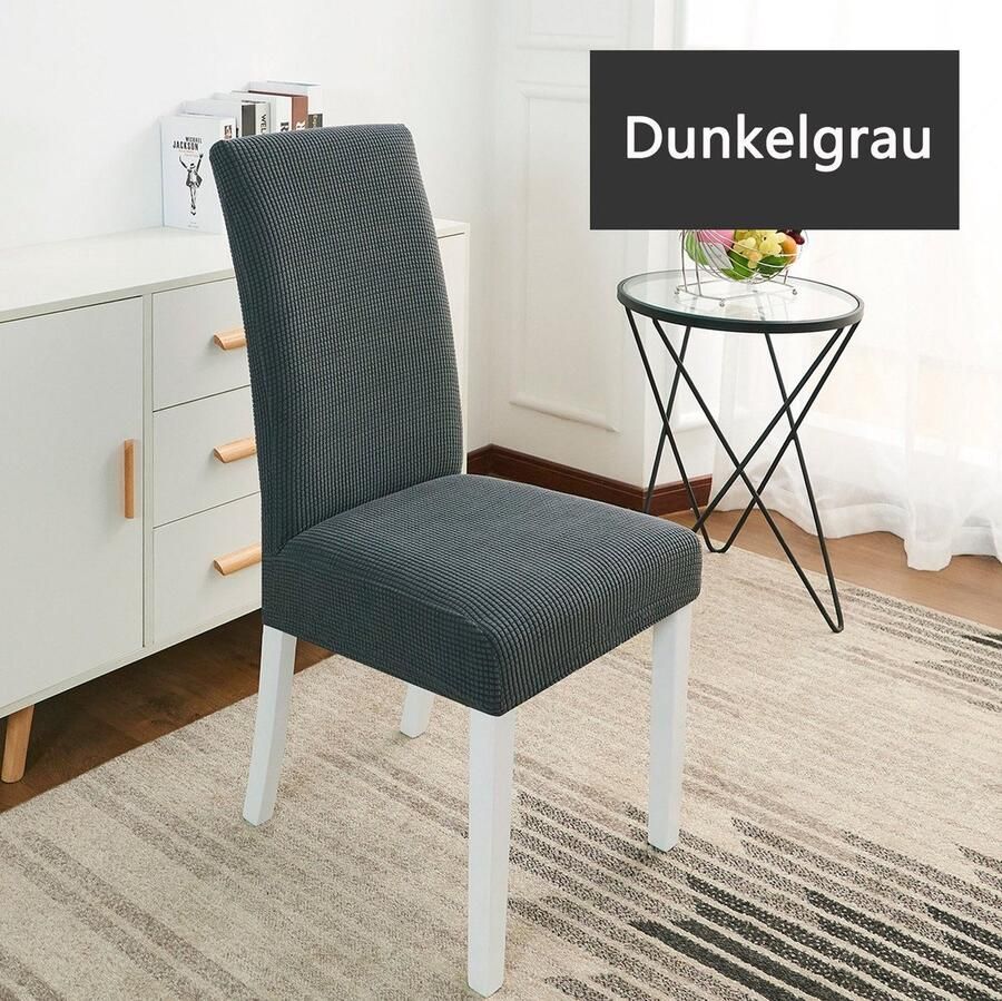 Fuleadture Eetkamer Stoelhoezen – Zetelhoes Hoezen voor Eetkamerstoelen – Stoelbeschermers Stoelhoezen Stretch Grijs
