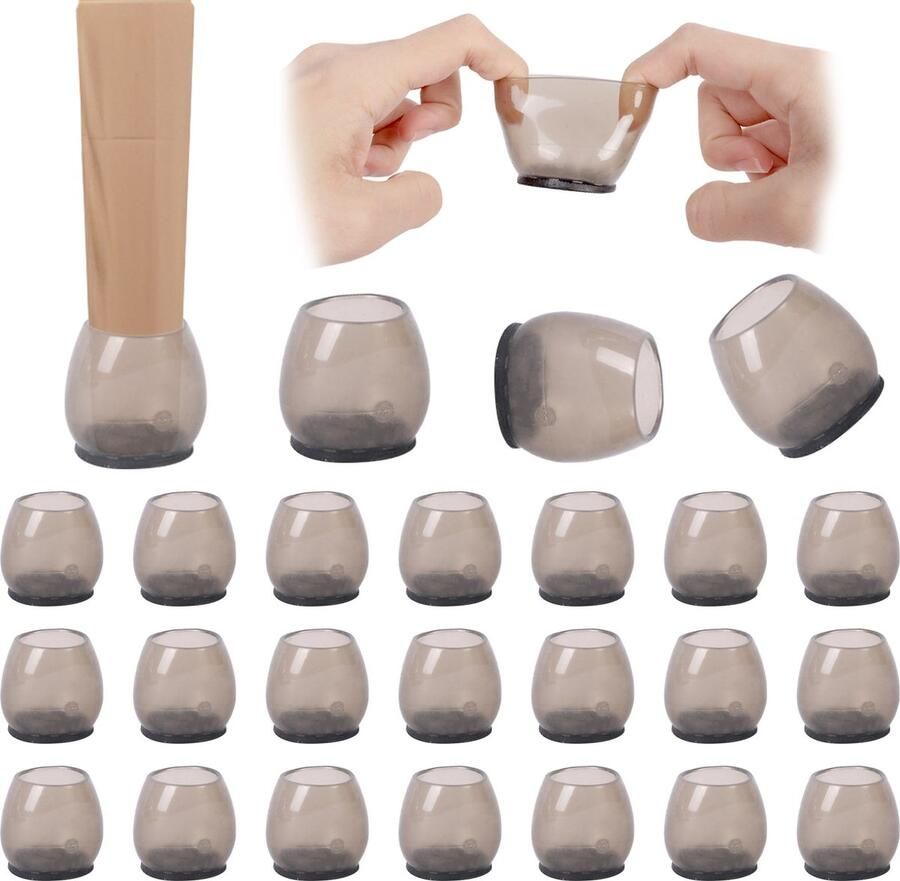 Fuleadture Stoelpoot Doppen Stoelpoot Beschermers Stoelpootdoppen Diameter 3-4 cm 24 stuks Halftransparant