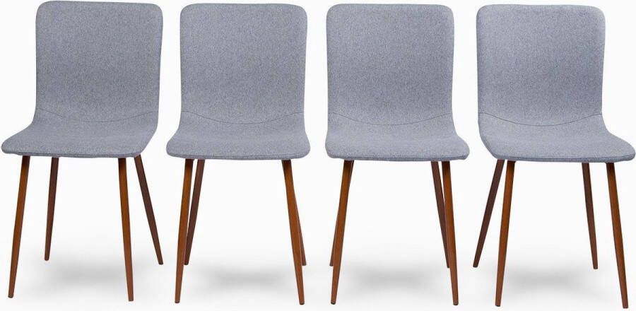 Fuleadture Set of 4 Dining Chairs Fabric Lined Kitchen Chairs with Metal Legs Bedroom Living Room Chair Grey