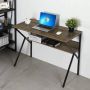 Fuleadture Stijlvolle Bruine Houten Werkstation Bureau met K-Frame en Opslagplank 100 cm - Thumbnail 2