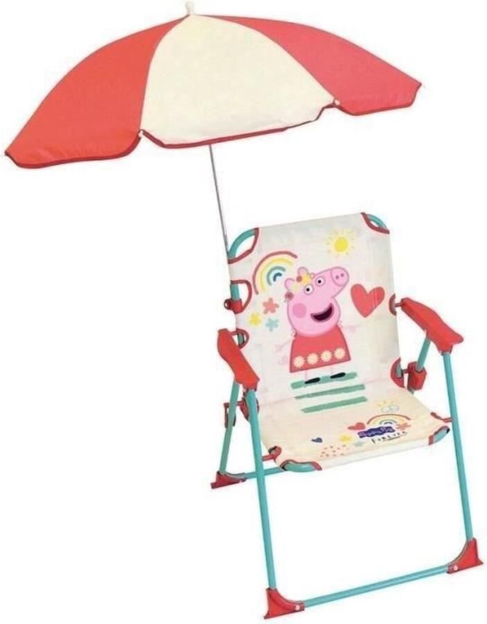 Fun House Peppa Pig Opvouwbare campingstoel met parasol H.38.5 x B.38.5 x D.37.5 cm + parasol ø 65 cm Voor kinderen