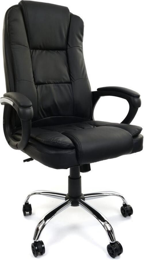 FUNFIT HOME&OFFICE Bureaustoel Zwart Kunstleer Verstelbare Zitting en Armsteunen Luxe Comfort