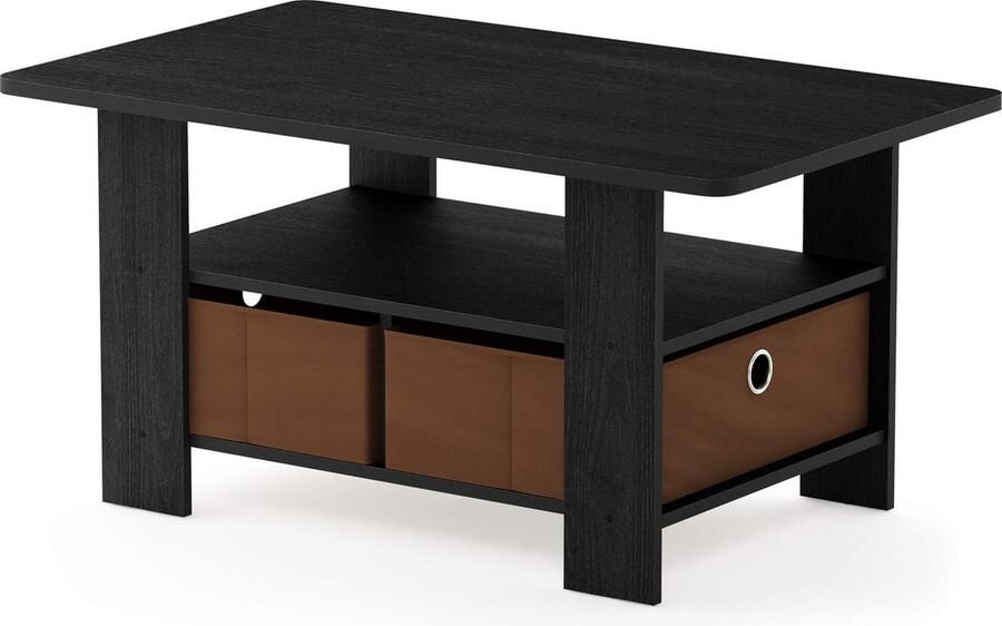 Furinno Andrey salontafel met 2 lades hout Americano medium bruin 48 x 80 x 39 5 cm