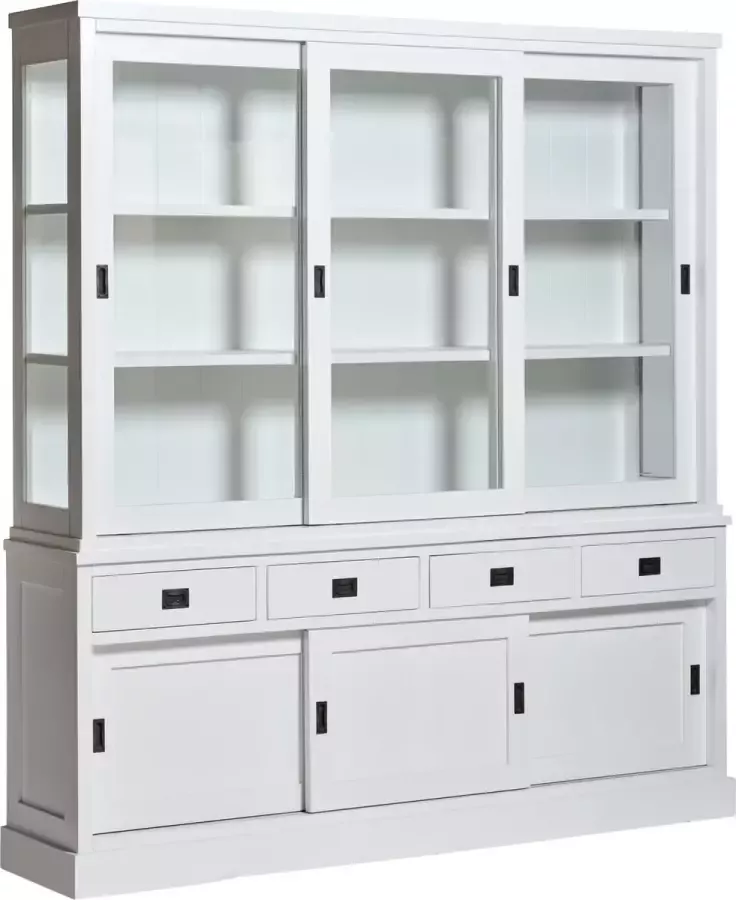 Furn4All Buffetkast Nora 200 cm wit met 6 schuifdeuren en 4 laden hout wit Actieprijs: van 1699 nu voor 999 -!