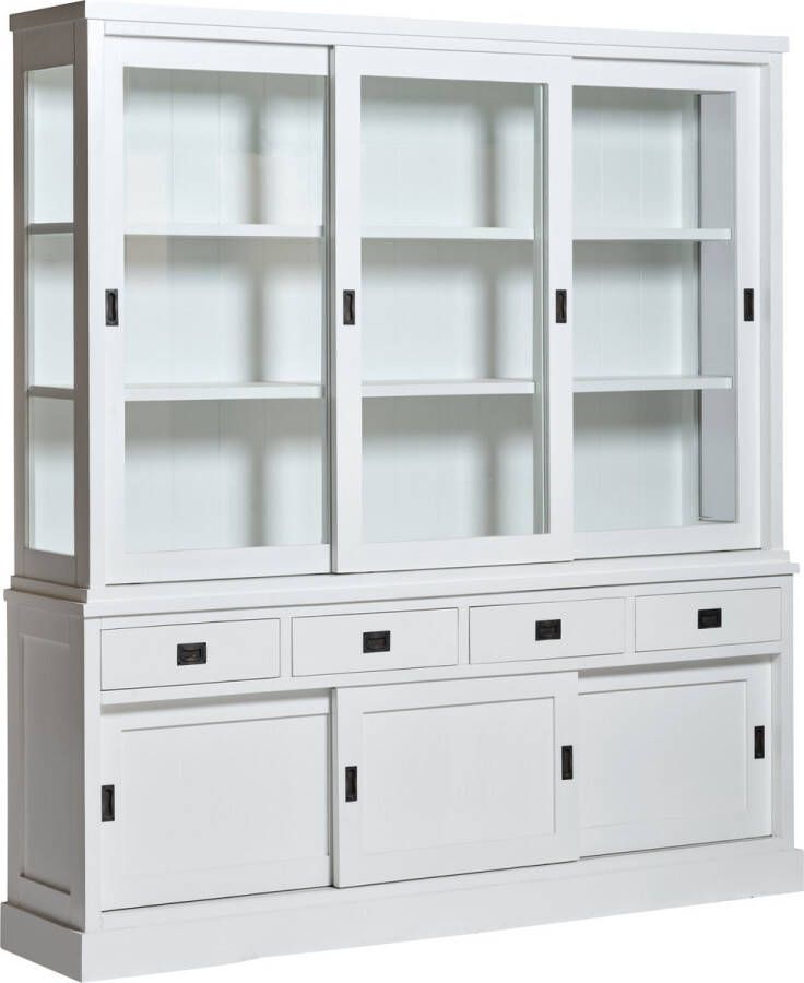 Furn4All Buffetkast Nora 200 cm wit met 6 schuifdeuren en 4 laden hout wit Actieprijs: van 1699 nu voor 999 -!