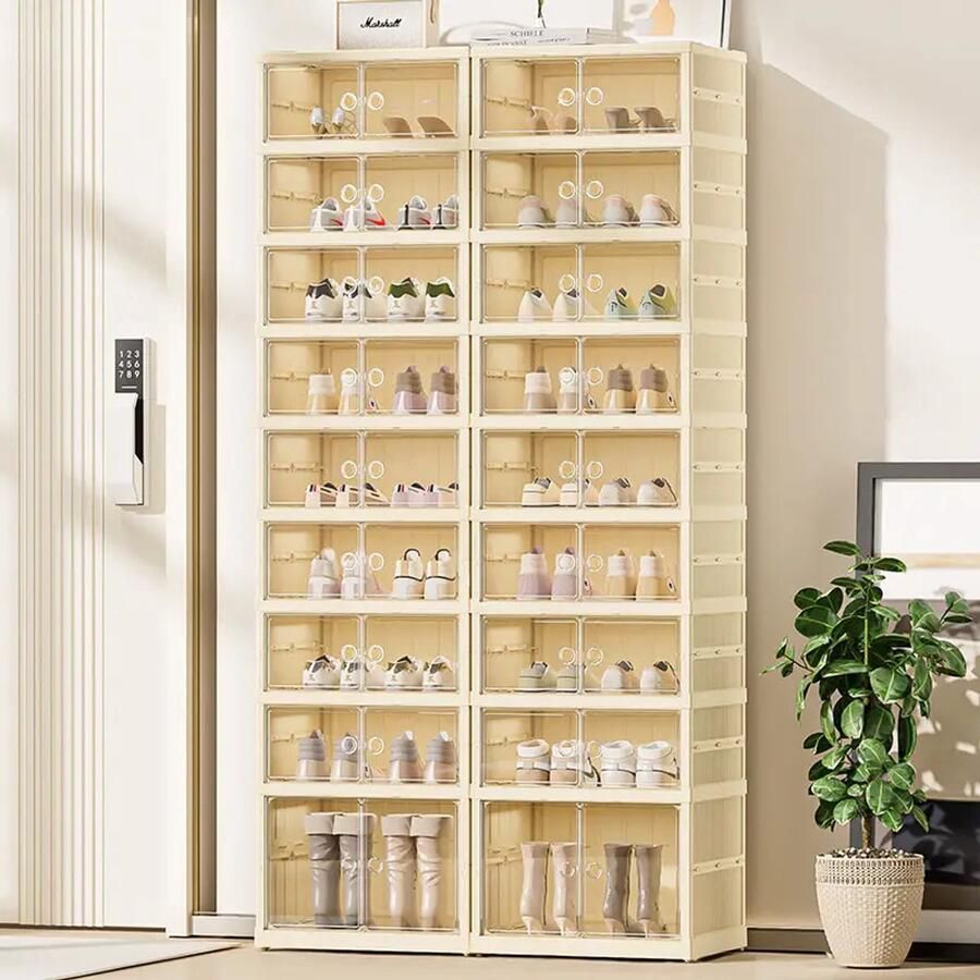 Furnestorica Schoenenkast Met Deuren voor 18 Paar Wit Ruim Schoenenrek voor Opslag – Opbergsysteem Ideaal voor Organisatie Stijlvol en Compact Design