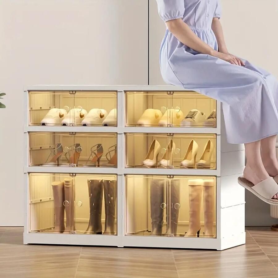 Furnestorica Schoenenkast Met Deuren voor 6 Paar Wit Ruim Schoenenrek voor Opslag – Opbergsysteem Ideaal voor Organisatie Stijlvol en Compact Design