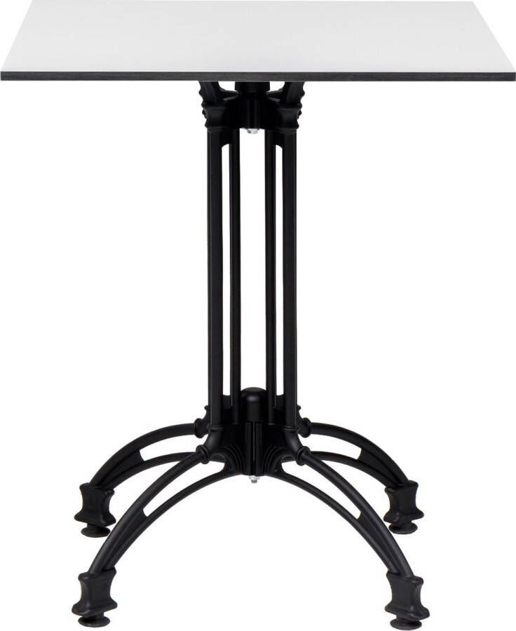 Furni24 Esstisch mit Metalldrahtbeinen u. Holzplatte 59x59 cm weiß schwarzes Gestell
