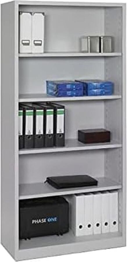 Furni24 Dossierplank volledig gemonteerd stalen plankenkast open kantoorkast ruimte voor ca. 55 mappen grijs RAL 7035 - Foto 2