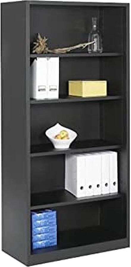 Furni24 Dossierplank volledig gemonteerd stalen plankenkast open kantoorkast ruimte voor ca. 55 mappen zwart RAL 9005 - Foto 2