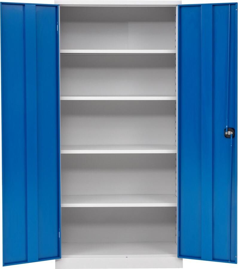 Furni24 archiefkast met 5 compartimenten volledig gemonteerd 195x92x42cm stalen draaideurkast afsluitbare locker blauw