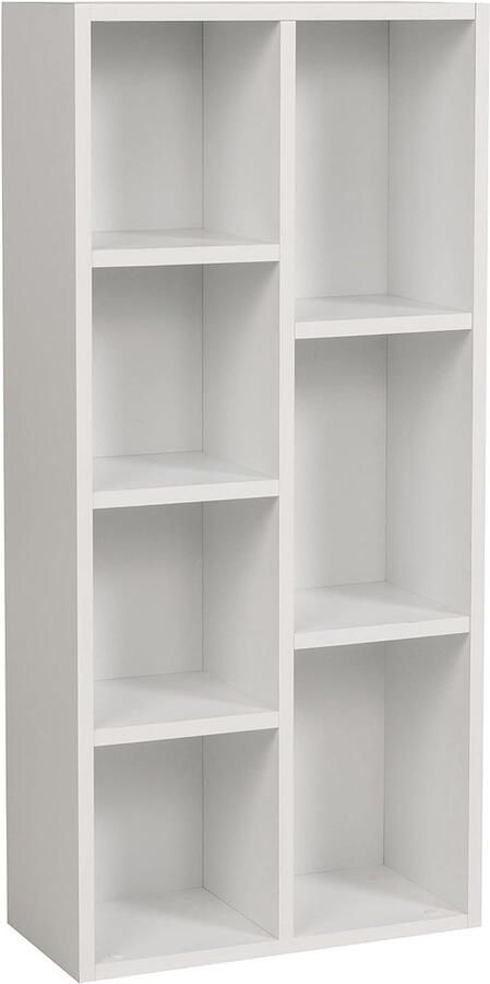 Furni24 Bücherregal mit 7 Fächern weiß 49 5x24x106 cm
