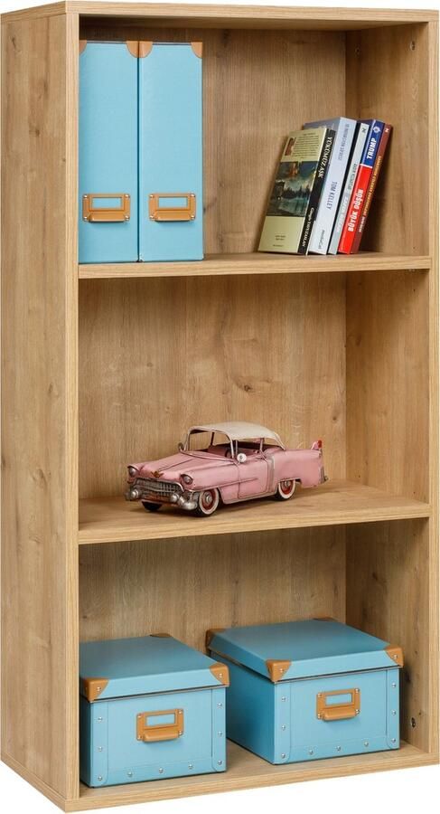 Furni24 Boekenkast met 3 vakken Archiefkast decor saffier eiken 30x24x80 cm
