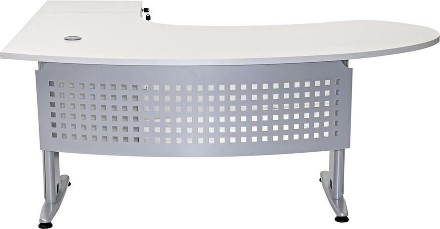 Furni24 Bureau Gela Directiebureau Hoektafel PC-tafel Moderne kantoortafel Computerbureau met groot werkblad Grey Decor hoek is rechts Inclusief zijcontainer met lades