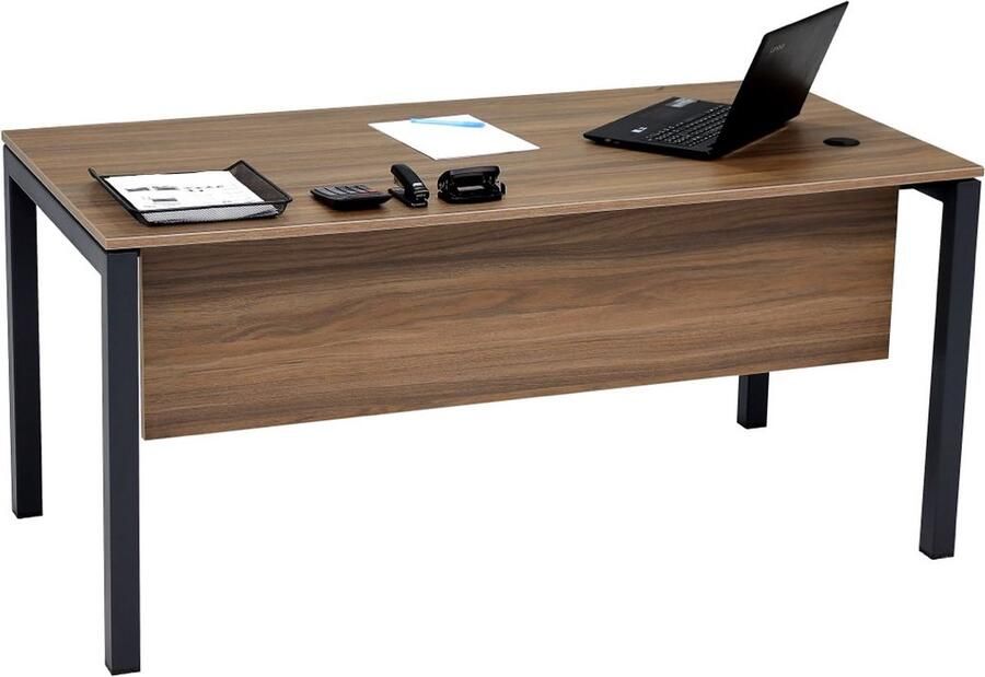 Furni24 Schreibtisch Tetra 180 cm x 80 cm x 75 cm Nussbaum Dekor anthrazit RAL 7016