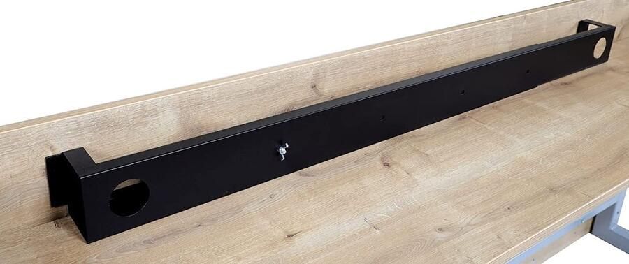 Furni24 Tetra bureau homeoffice bureautafel 160 x 80 x 75 cm saffier eiken decor zilver RAL 9006 inclusief kabelgoot