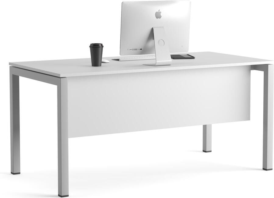 Furni24 Bureau Tetra kantoortafel homeoffice multifunctioneel tafel 180 x 80 x 75 cm grijs decor zilver RAL 9006