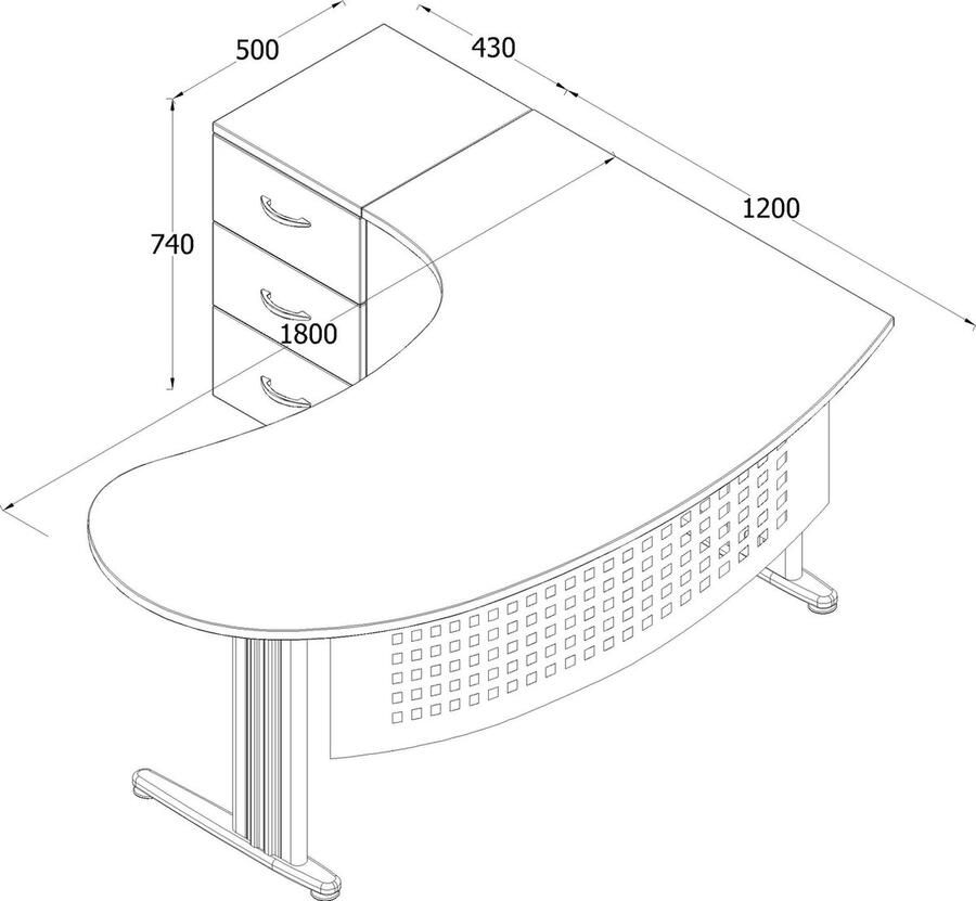 Furni24 Bureauset 1 GELA eiken decor L-vorm hoek is links bestaande uit: freeform bureau inclusief zijbak met 3 laden archiefkast eiken decor met 2 deuren en 1 plank