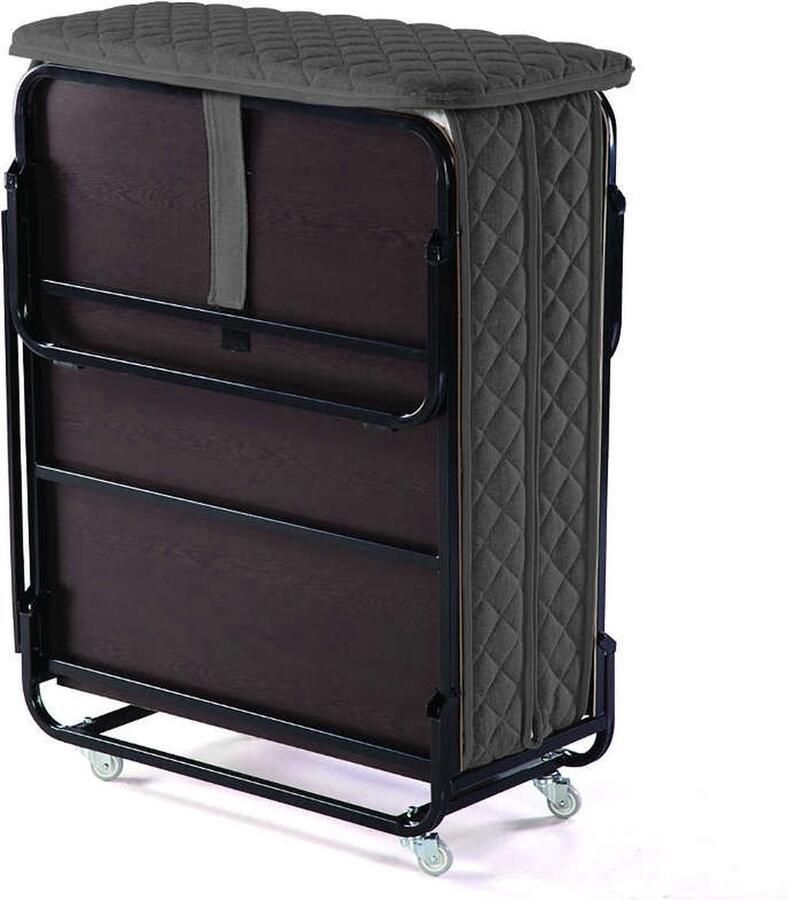 Furni24 Comfort logeerbed Vesalia vouwbed inclusief Matras opklapbed 90x200 cm zwart donkergrijs