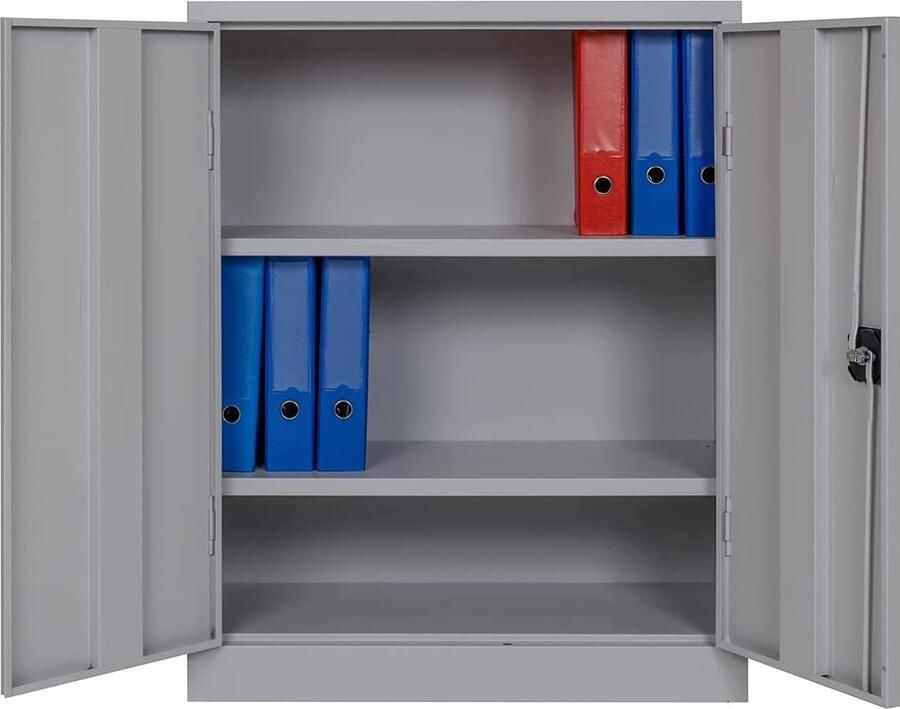 Furni24 Archiefkast staal volledig gemonteerd 80 x 100 cm grijs