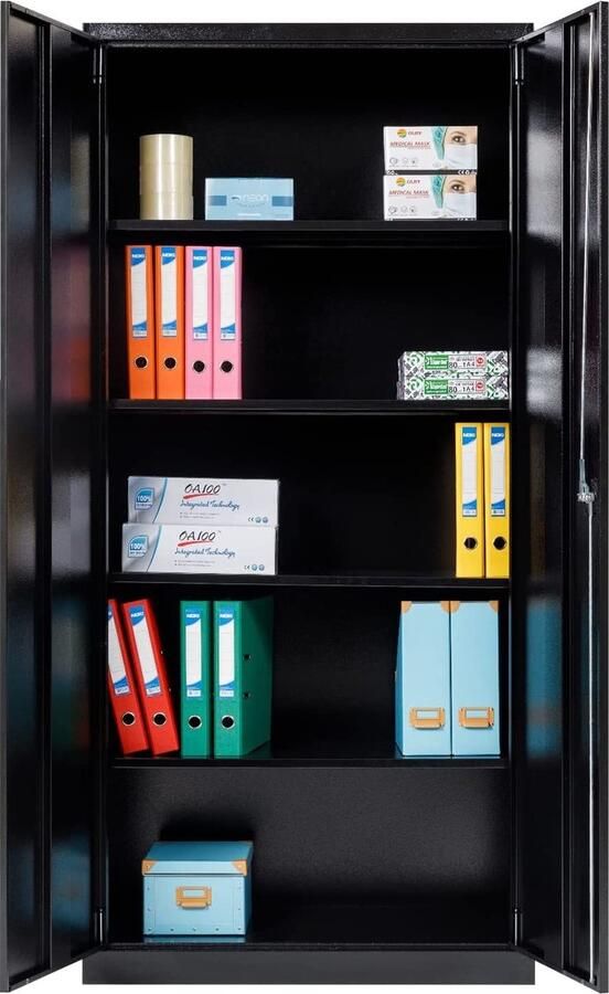 Furni24 Archiefkast staal volledig gemonteerd 80 x 180 cm zwart