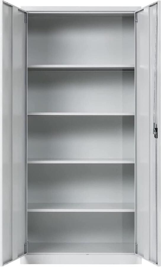 Furni24 Furni 24 Archiefkast compleet gemonteerd 195 x 92 5 x 42 cm stalen deurkast afsluitbare locker archiefkast met 5 compartimenten universele kast grijs
