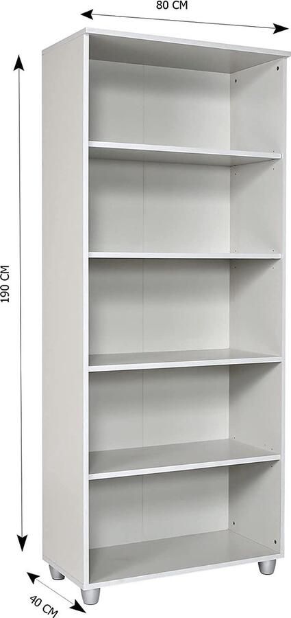 Furni24 Plankkast open kast boekenplank 80 cm x 40 cm x 190 cm grijs decor