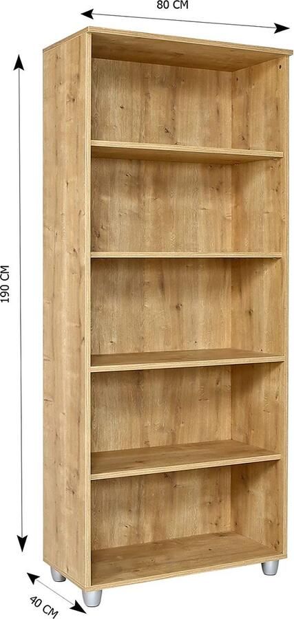 Furni24 Plankkast boekenkast kastje 80 cm x 40 cm x 190 cm saffier eiken decor